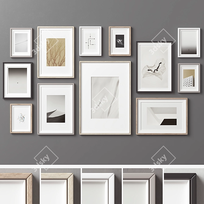 12-Piece Picture Frames Set 3D model image 1