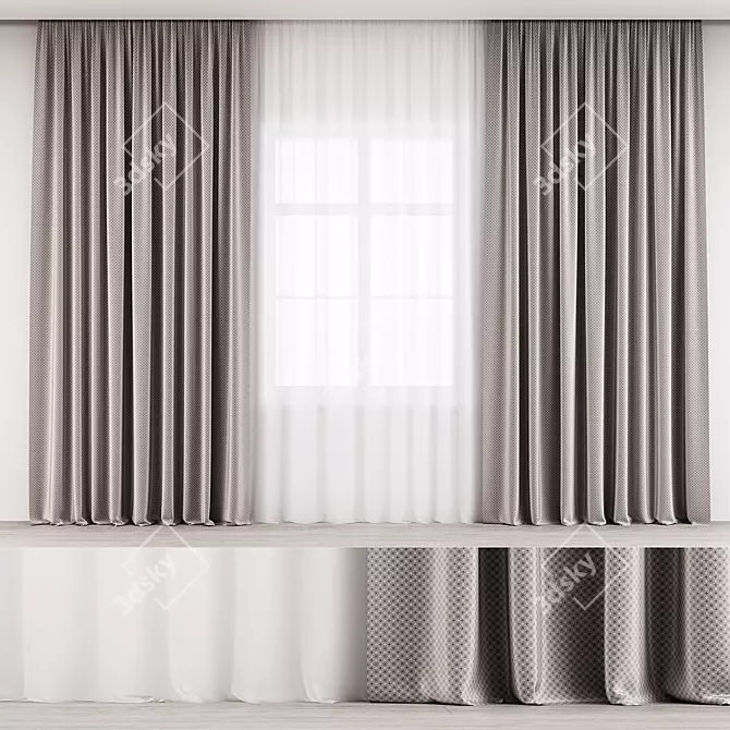 Luxury Geometric Curtains 3D model image 1