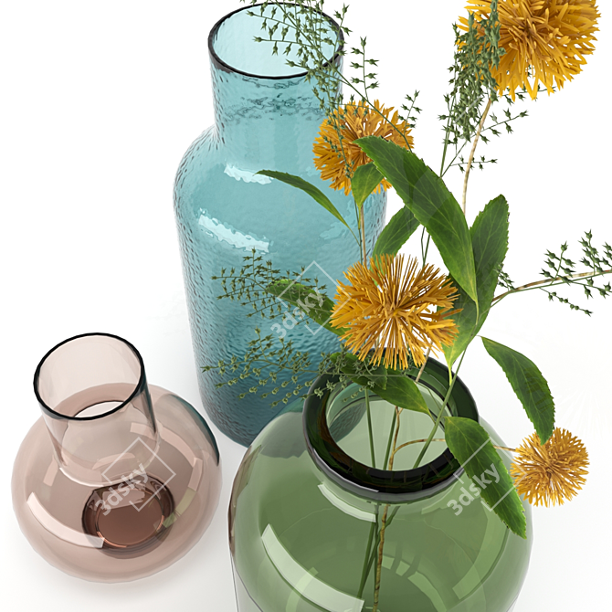 Elegant Jysk Vases & Ikea Smycka Flower 3D model image 2