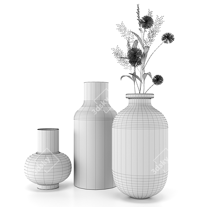 Elegant Jysk Vases & Ikea Smycka Flower 3D model image 3