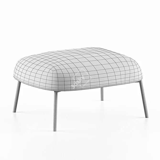  Cozy Upholstered Low Stool 3D model image 5