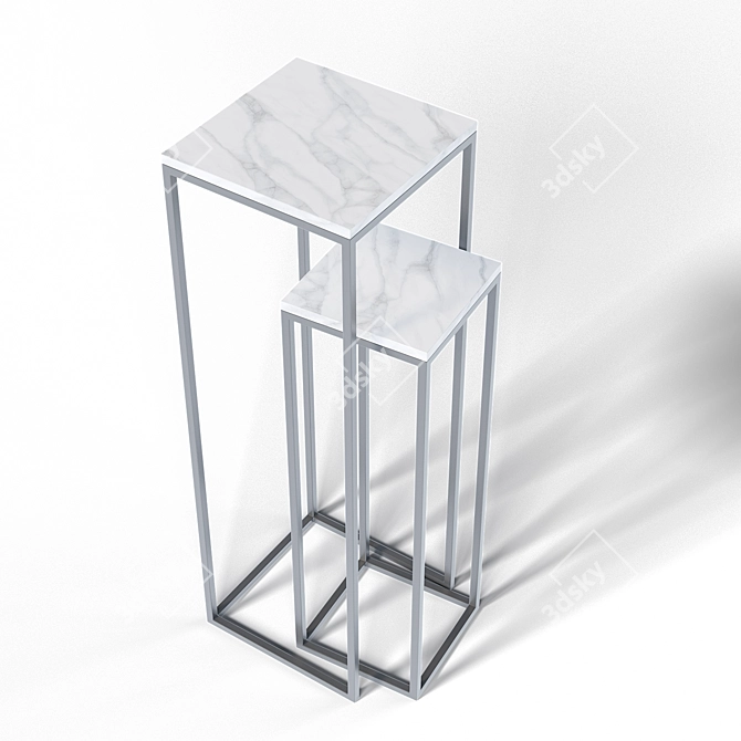 Title: Marbled Accent Table Set 3D model image 2