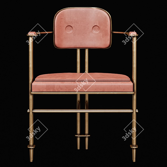 Elegant Episode Armchair: Aged Brass & Leather Selection 3D model image 3