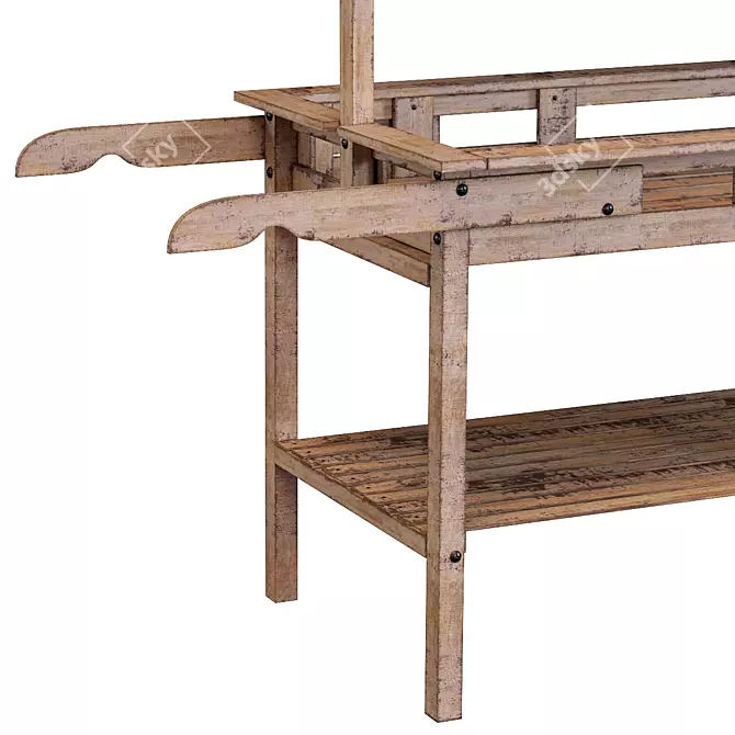 Rustic Pine Farm Trolley 3D model image 3