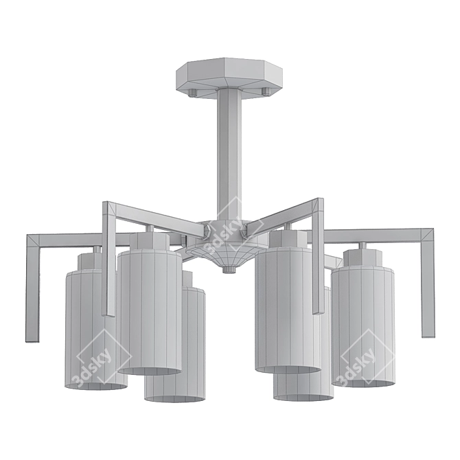 Industrial Black Ceiling Chandelier 3D model image 2