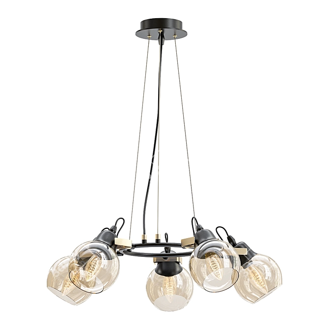 Black Loft Style Pendant Chandelier 3D model image 1