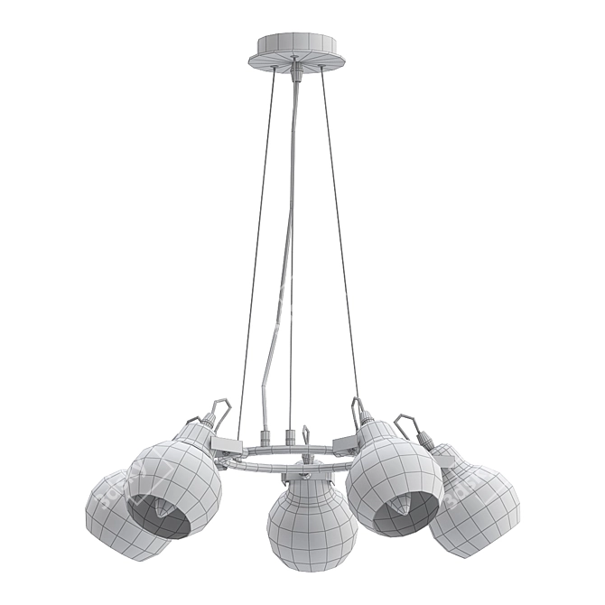 Black Loft Style Pendant Chandelier 3D model image 2