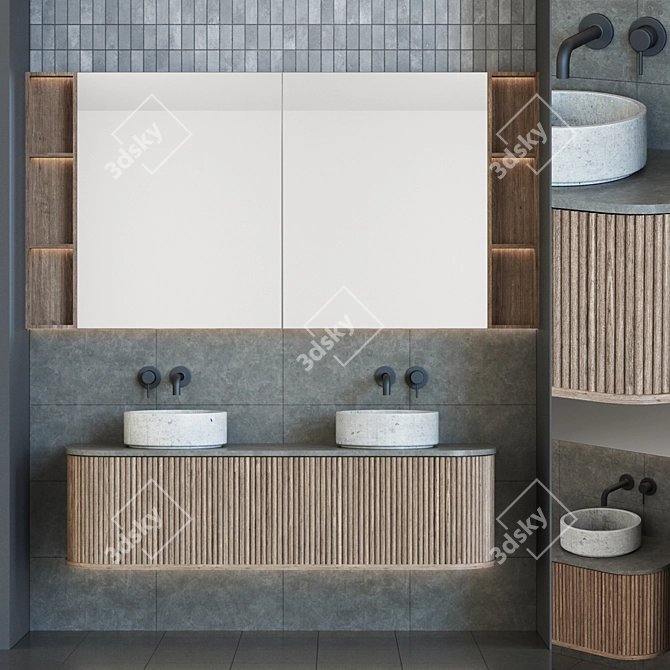 Modern 2m Tall Bathroom Cabinet 3D model image 1