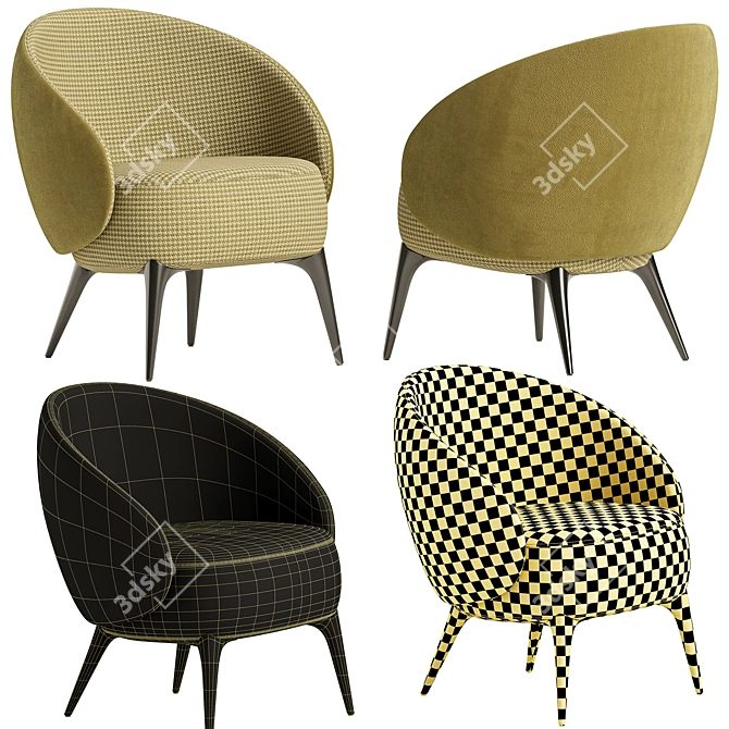 Elegant Nova Helen Armchair 3D model image 2