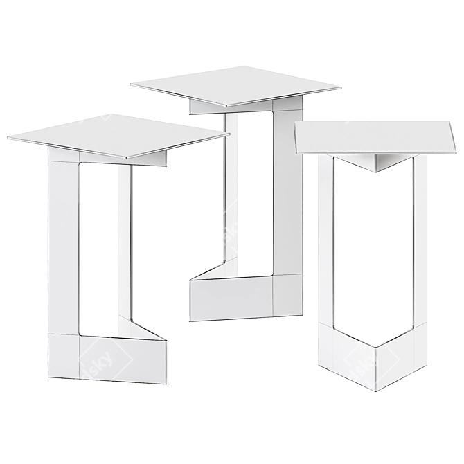 Elegant Duetto Coffee Table 3D model image 2