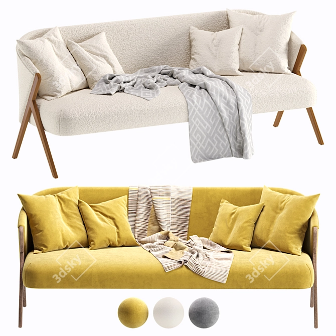 Zara Home Boucle Upholstered Sofa 3D model image 1