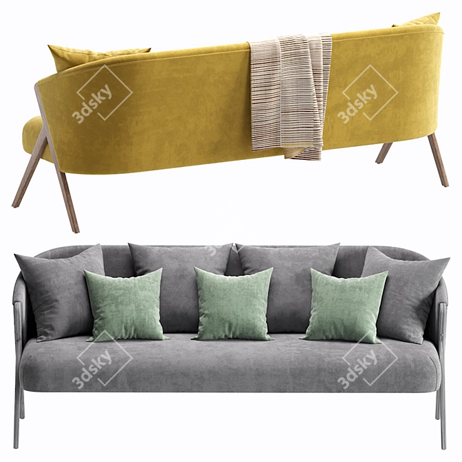 Zara Home Boucle Upholstered Sofa 3D model image 2