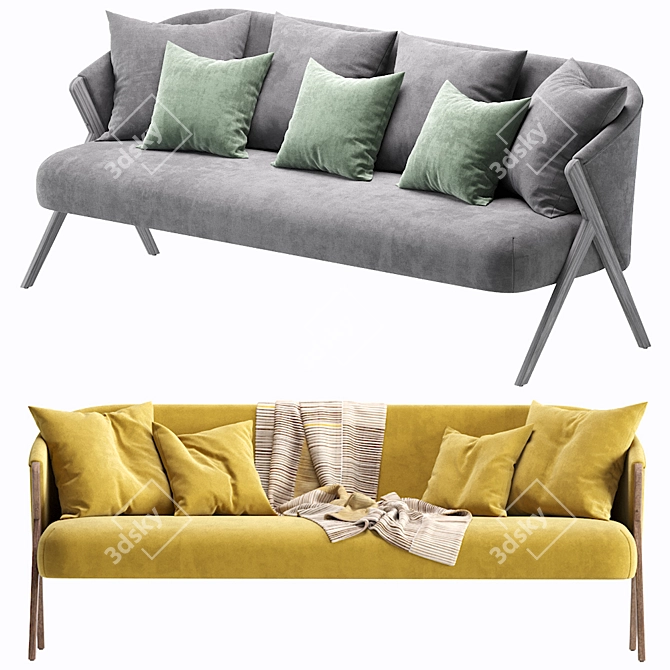 Zara Home Boucle Upholstered Sofa 3D model image 4