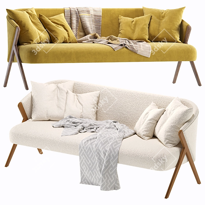 Zara Home Boucle Upholstered Sofa 3D model image 5
