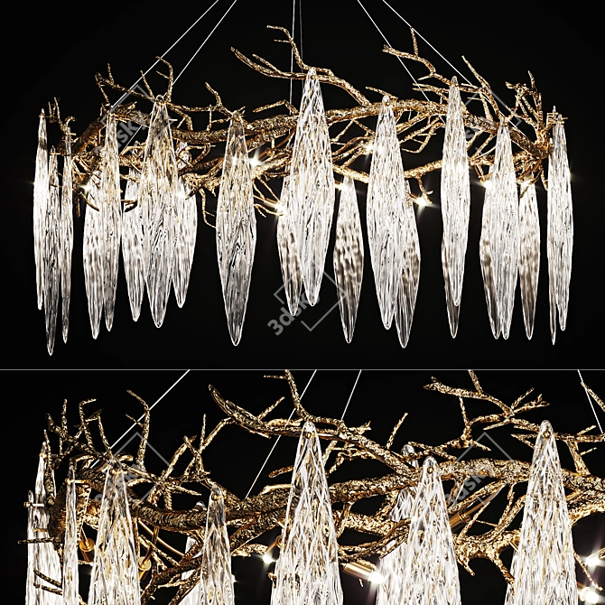 Autumn Elegance: Handmade Brass Art Chandelier 3D model image 1