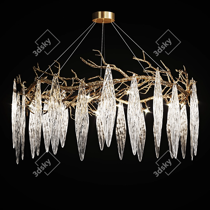 Autumn Elegance: Handmade Brass Art Chandelier 3D model image 2