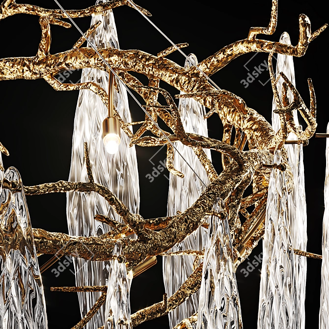 Autumn Elegance: Handmade Brass Art Chandelier 3D model image 3