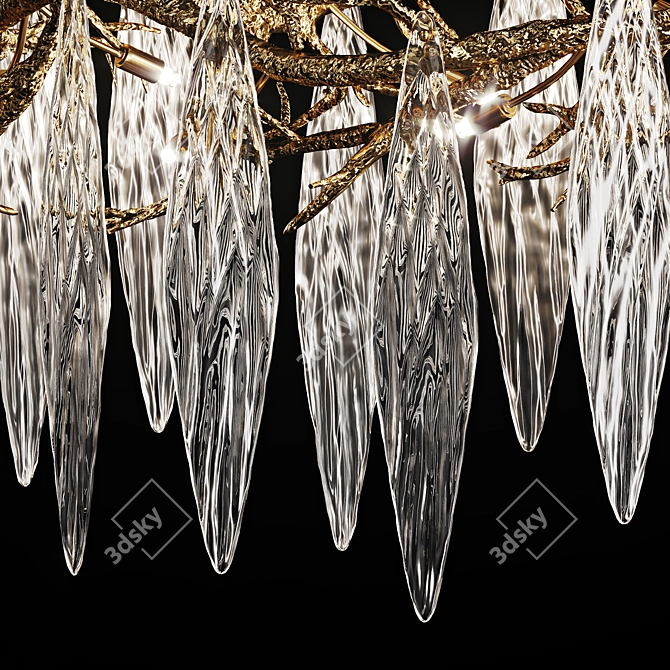 Autumn Elegance: Handmade Brass Art Chandelier 3D model image 4