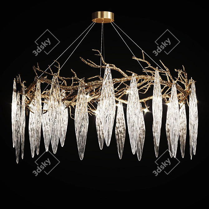 Autumn Elegance: Handmade Brass Art Chandelier 3D model image 6