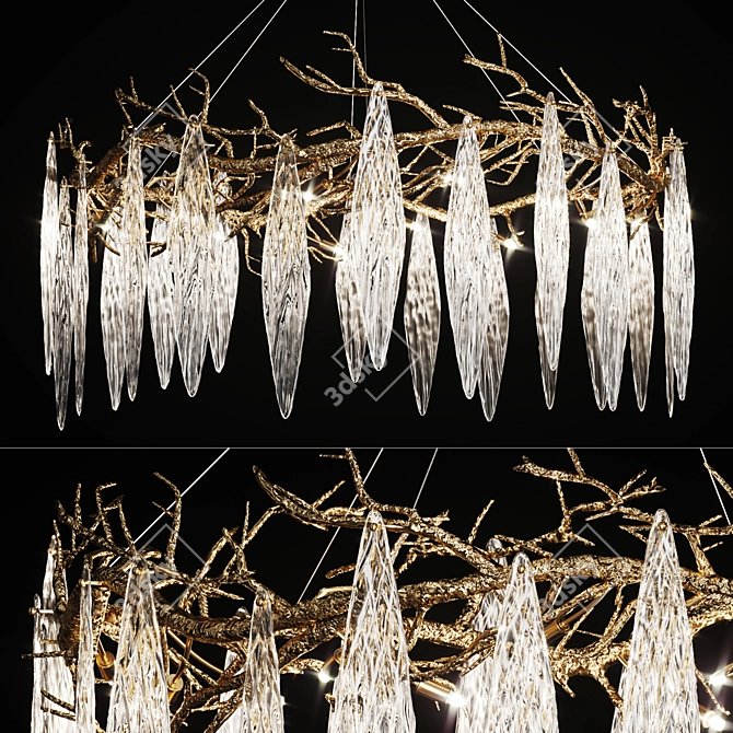 Autumn Elegance: Handmade Brass Art Chandelier 3D model image 7