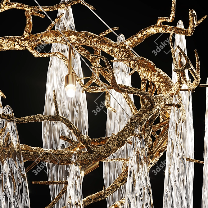 Autumn Elegance: Handmade Brass Art Chandelier 3D model image 9