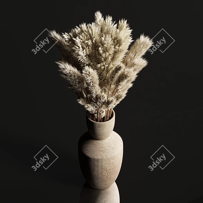 Concrete Vase with Dry Plants 3D model image 2