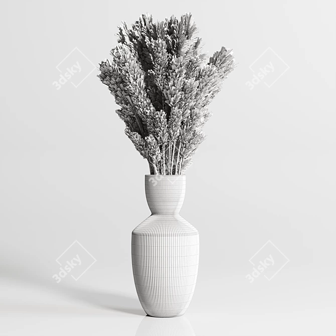 Concrete Vase with Dry Plants 3D model image 3