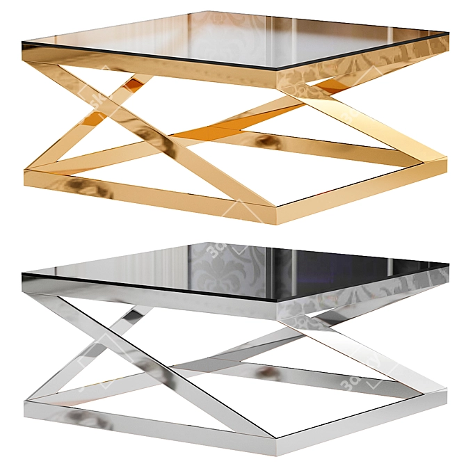 Modern Glass Top LOFT Table 3D model image 1