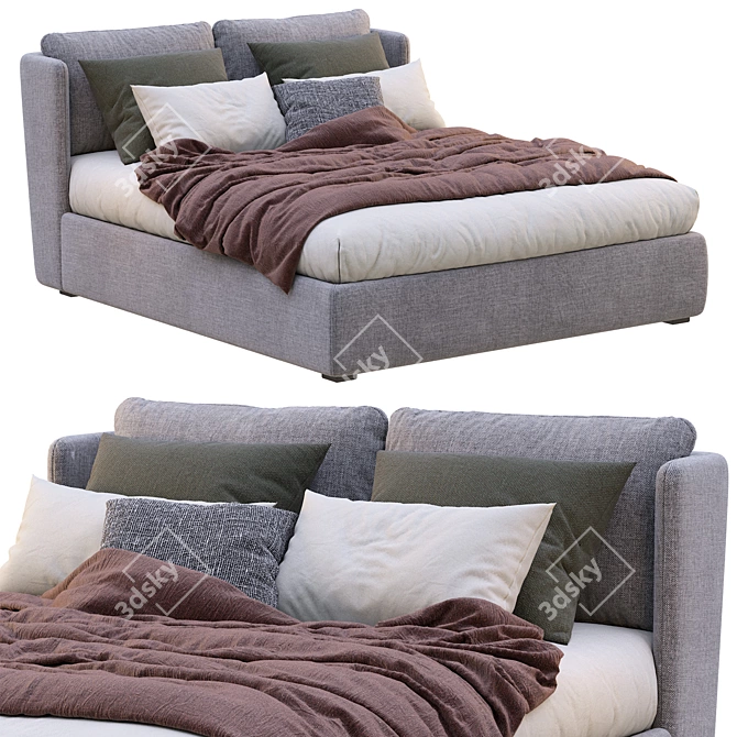 Luxurious Meridiani Bed KIRA: Elegant and Timeless 3D model image 1