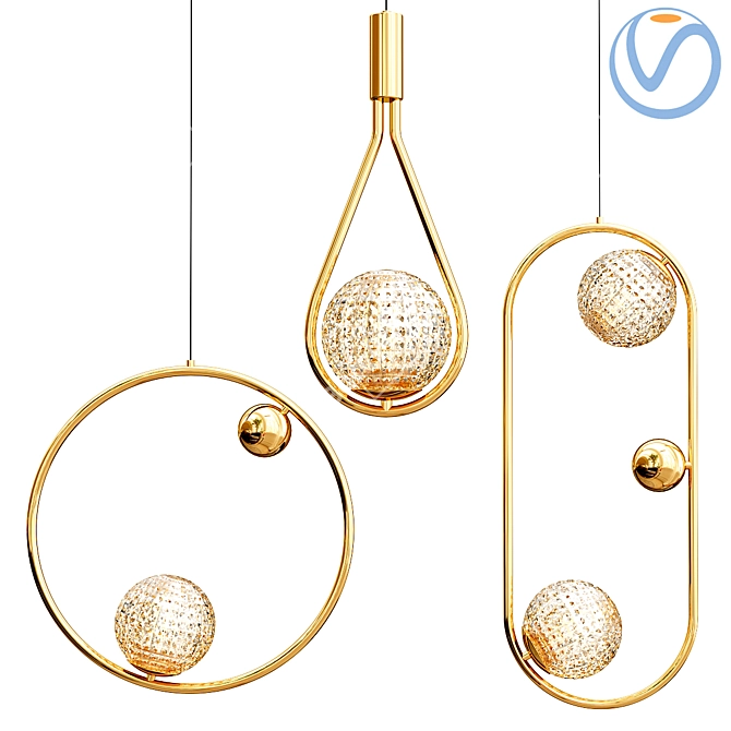 Elegant Hoop Drop Pendant 3D model image 4