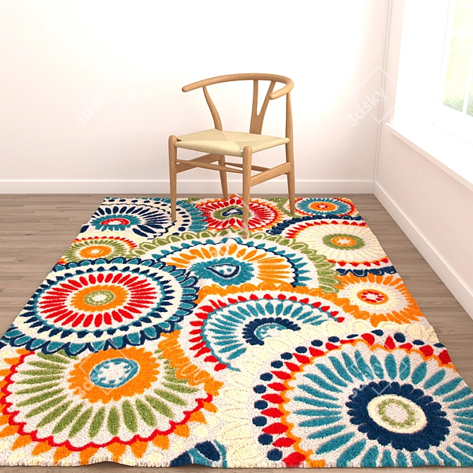 Title: Versatile Set of 8 Rugs 3D model image 3