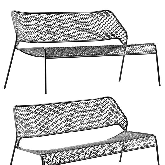 Sleek Mesh Settee: Contemporary Comfort 3D model image 1