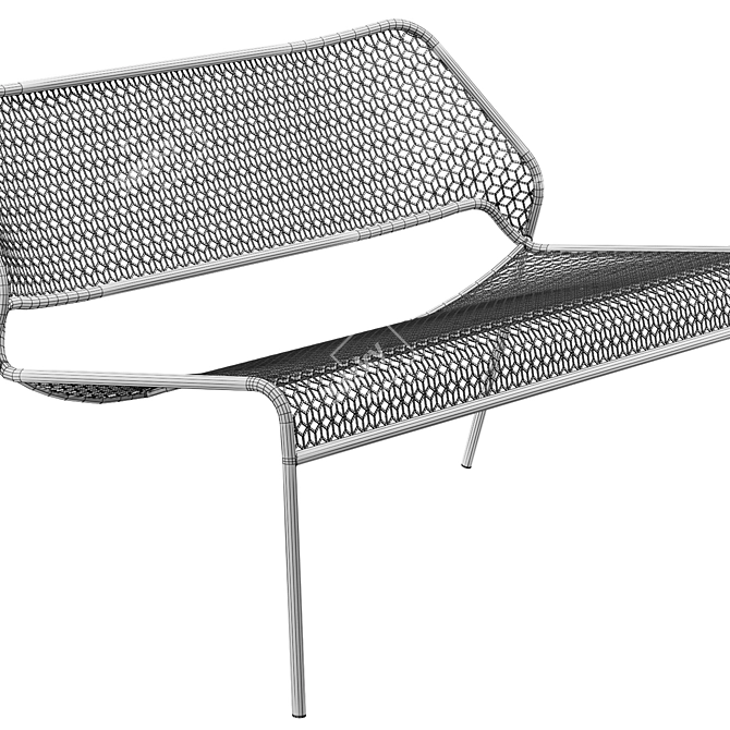 Sleek Mesh Settee: Contemporary Comfort 3D model image 5