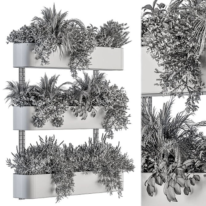 Green Oasis Box Stand - Indoor Plant Set 3D model image 5
