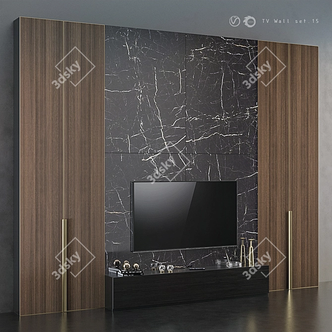 Modern TV Wall Mount Set 3D model image 2