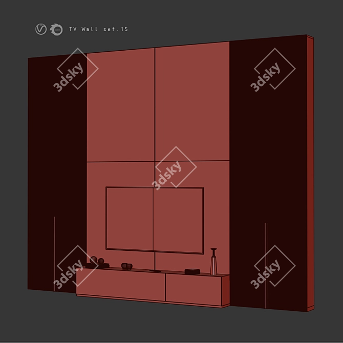 Modern TV Wall Mount Set 3D model image 5