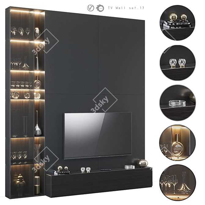 Modern TV Wall Set 17: V-Ray & Corona Compatible 3D model image 1