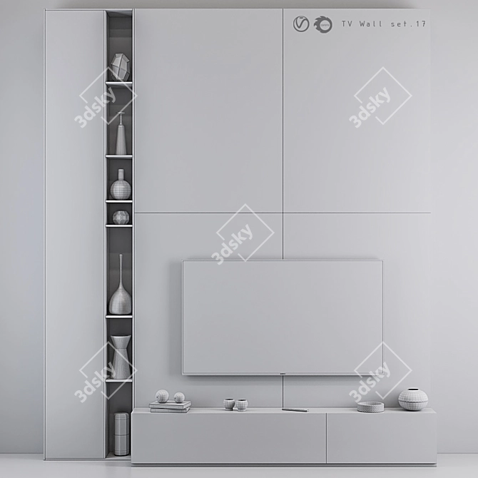 Modern TV Wall Set 17: V-Ray & Corona Compatible 3D model image 3