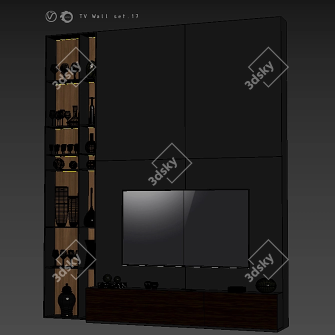 Modern TV Wall Set 17: V-Ray & Corona Compatible 3D model image 4