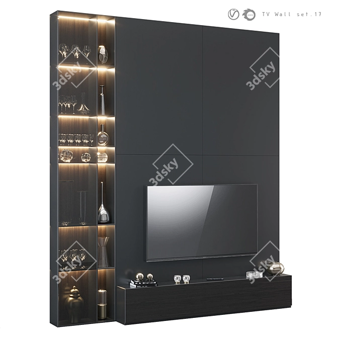 Modern TV Wall Set 17: V-Ray & Corona Compatible 3D model image 6