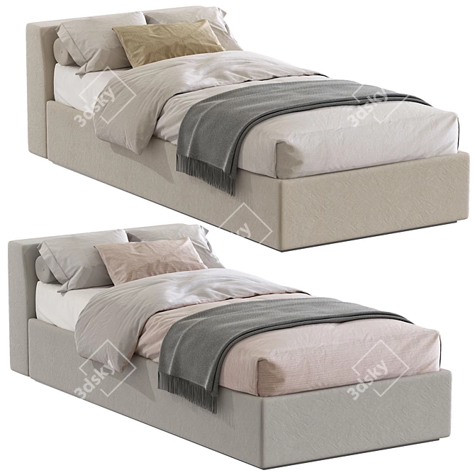 Modern Bed in Two Stylish Colours 3D model image 1