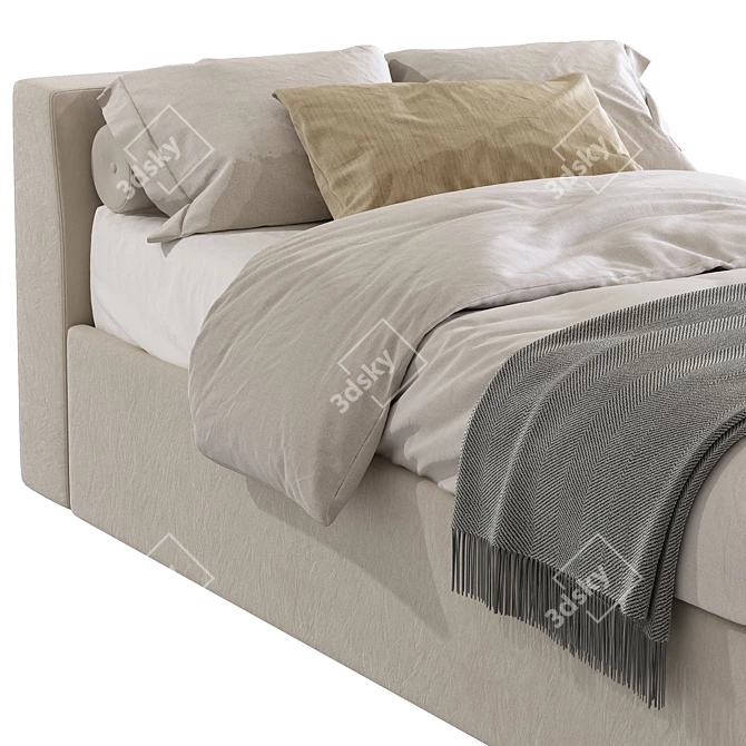 Modern Bed in Two Stylish Colours 3D model image 2