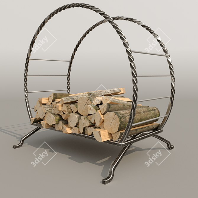 Forged Log Holder 3D model image 1