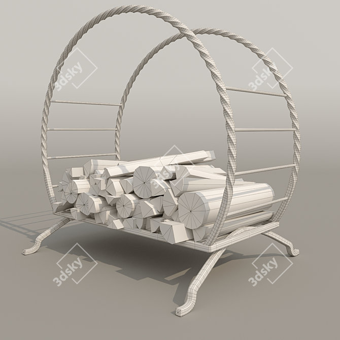 Forged Log Holder 3D model image 2