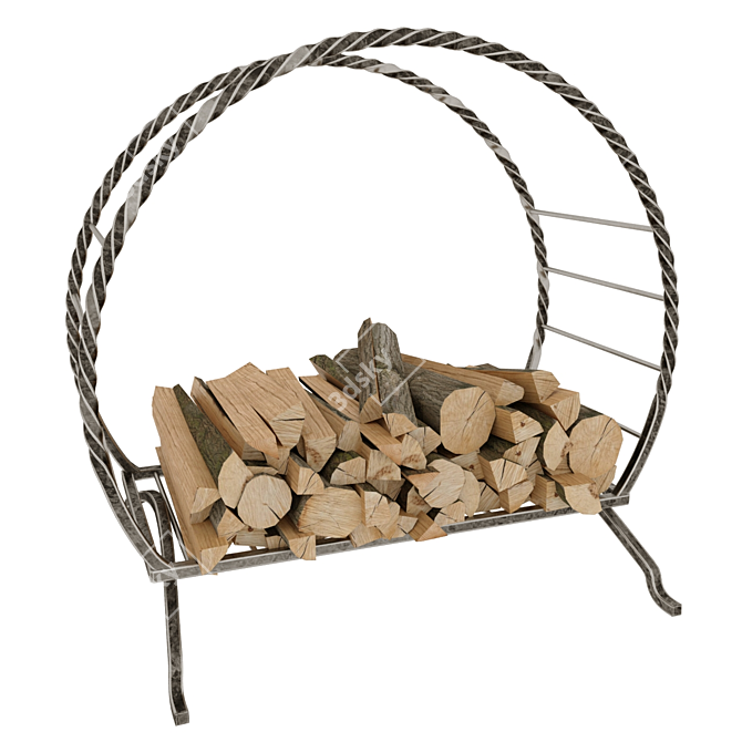 Forged Log Holder 3D model image 3