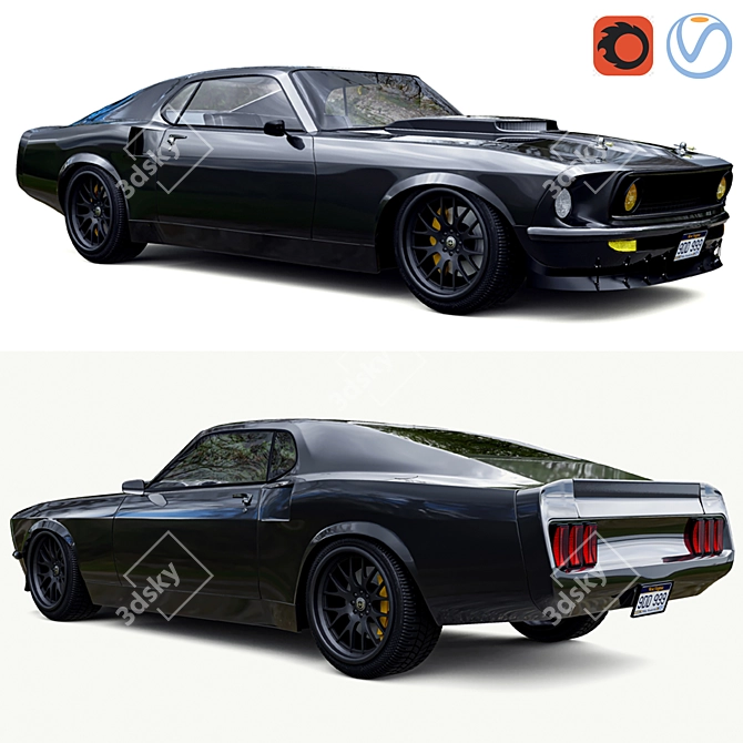 Vintage 1969 Ford Mustang 3D model image 1