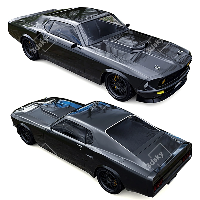 Vintage 1969 Ford Mustang 3D model image 2