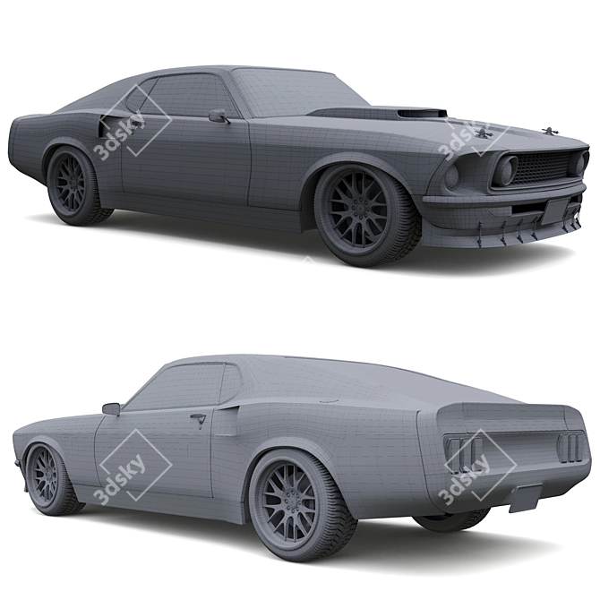 Vintage 1969 Ford Mustang 3D model image 7