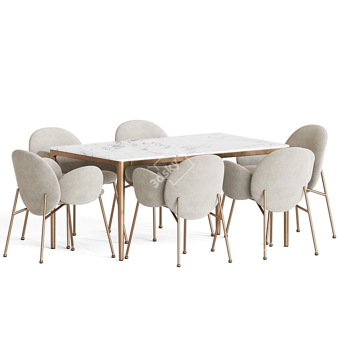 Modern Ola Chair Canto Table Set 3D model image 4