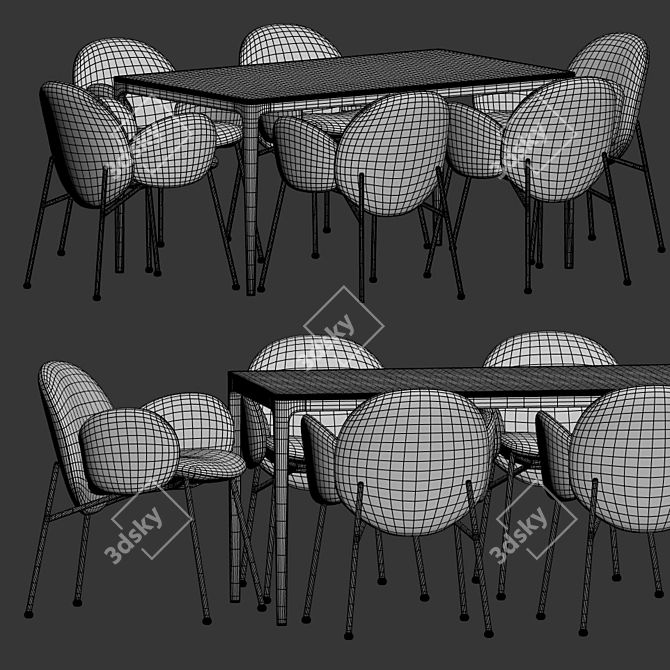 Modern Ola Chair Canto Table Set 3D model image 5